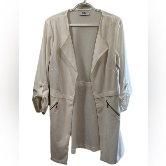 Suzy Shier Cream Open-Front Jacket - Picture 1 of 7